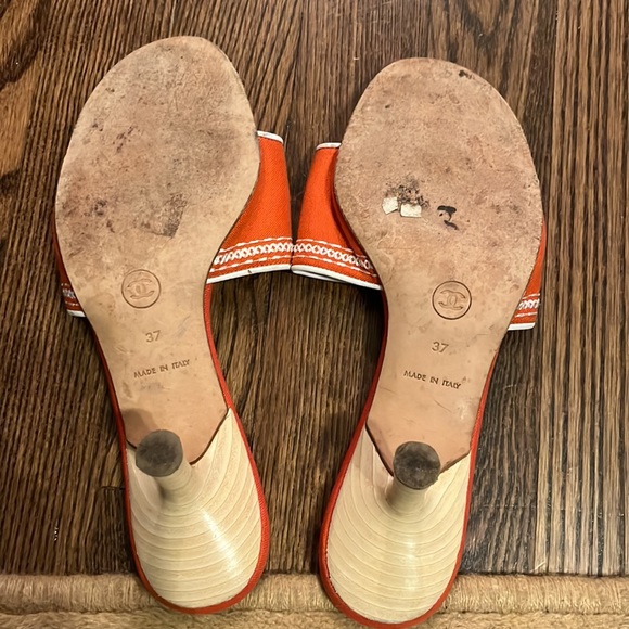 Chanel orange linen slide heels size 37 great condition - Picture 3 of 5